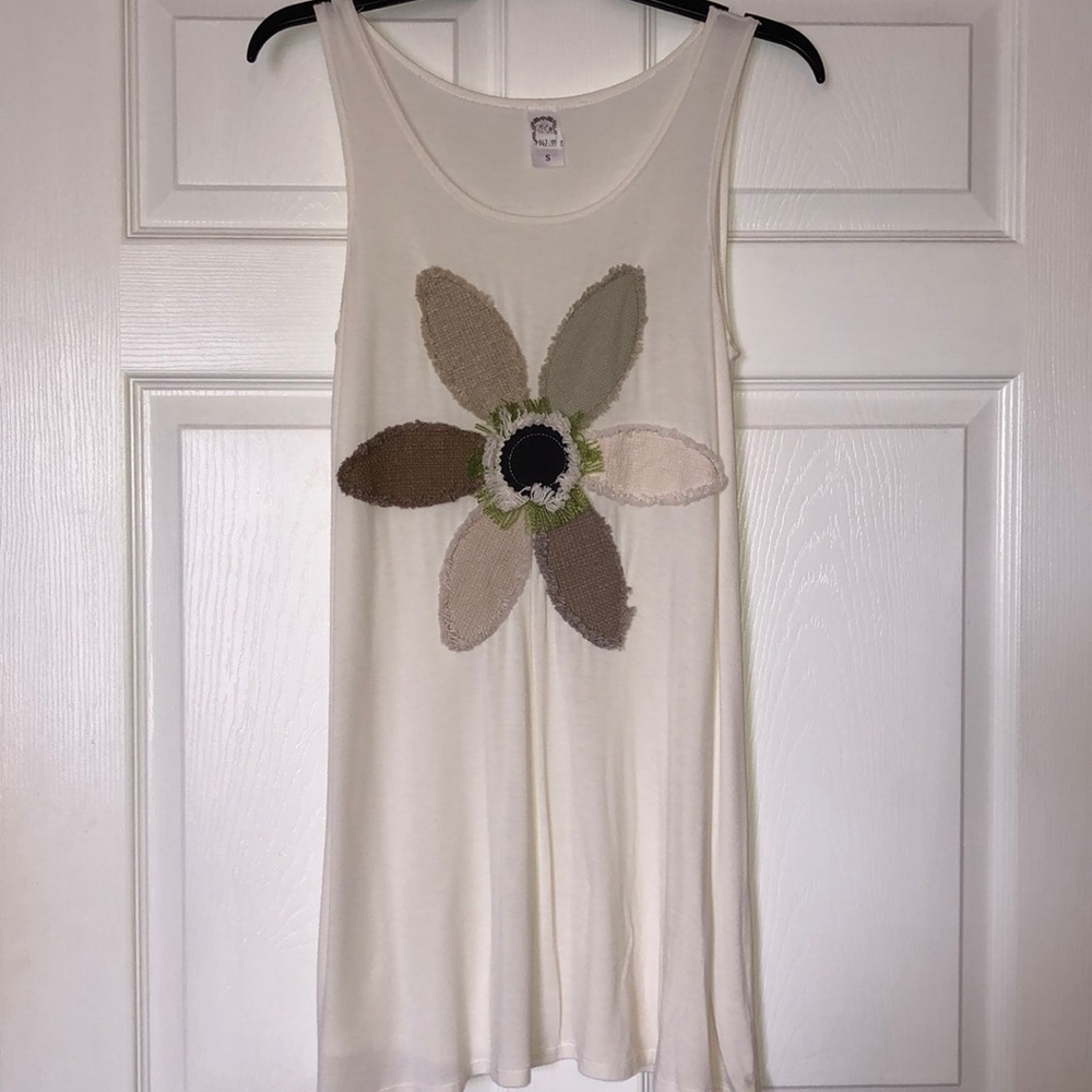 Cream floral tunic tank